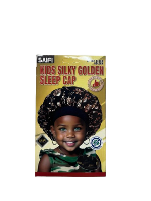 Saifi Kids Silky Golden Sleep Cap Black Golden SF187