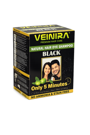 Veinira Premium Natural Hair Dye Shampoo Black 10 Sachets 25 ml - Hairwaxshop